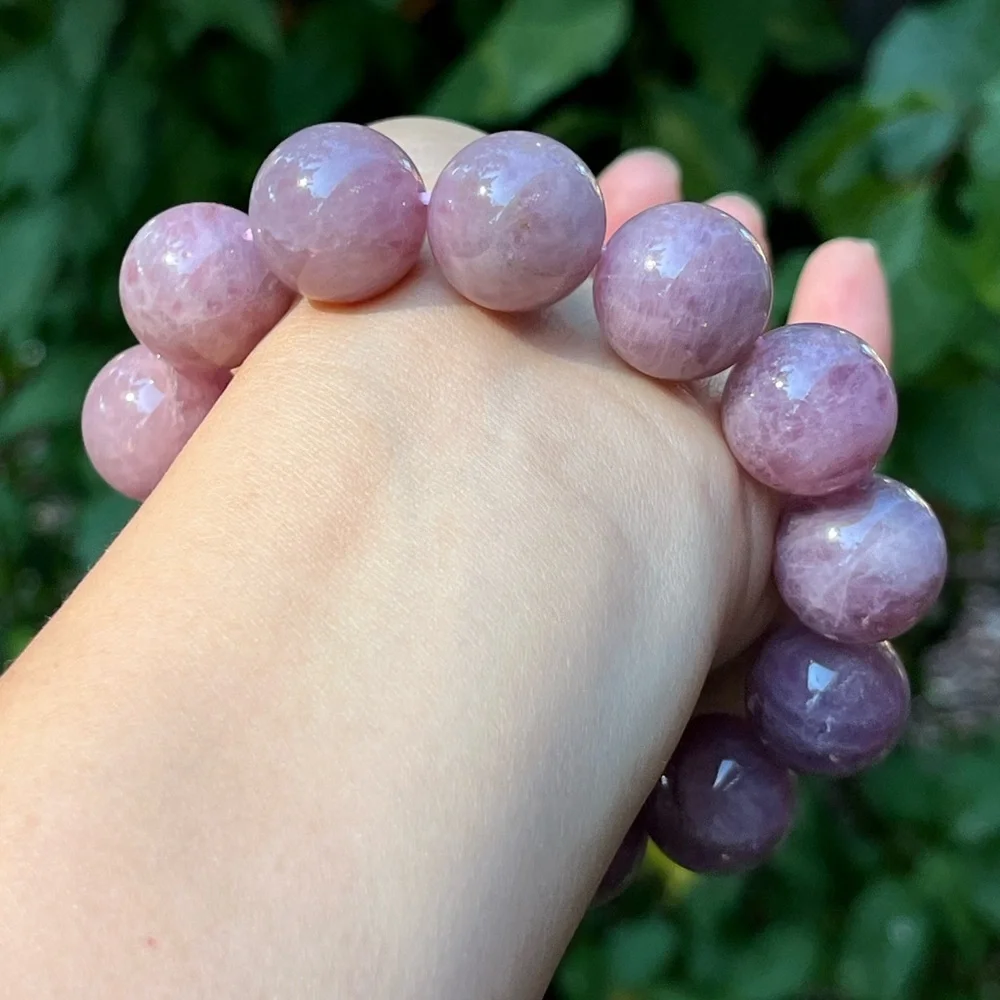 17mm chunky stretchable purple rose quartz bracelet‎